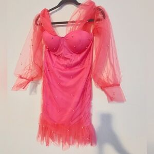 Pink Pearl Studded Dress